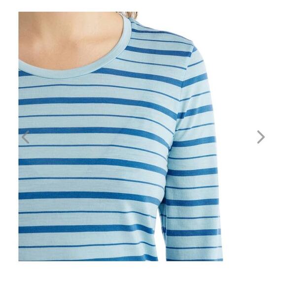 NWT Icebreaker Wave Long Sleeve Striped Tee - LARGE - haze / azul - LARGE - Picture 2 of 6